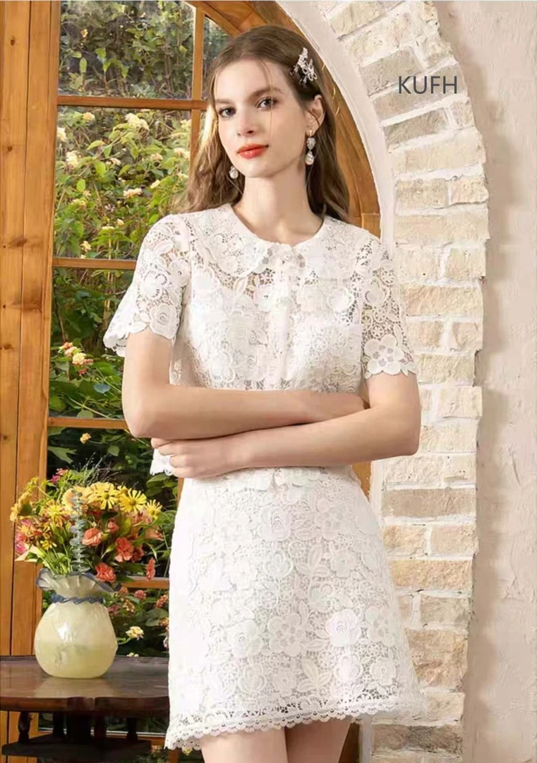 KUFH【诗语花期】25 夏季新款小香蕾丝千金风法式时尚套装KYM256009