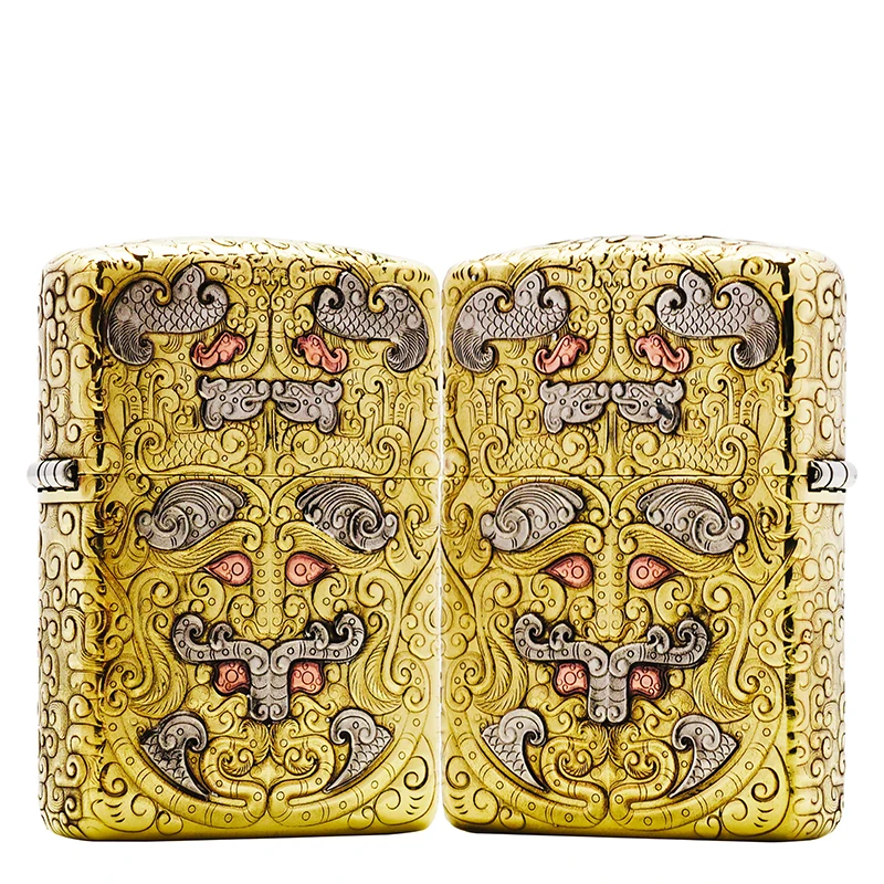 ZIPPO/之宝打火机黄铜盔甲【夔牛纹】原装正品防风机168