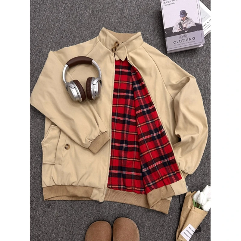 卡其色哈灵顿夹克男秋季三防cleanfit美式立领棒球服短款工装外套