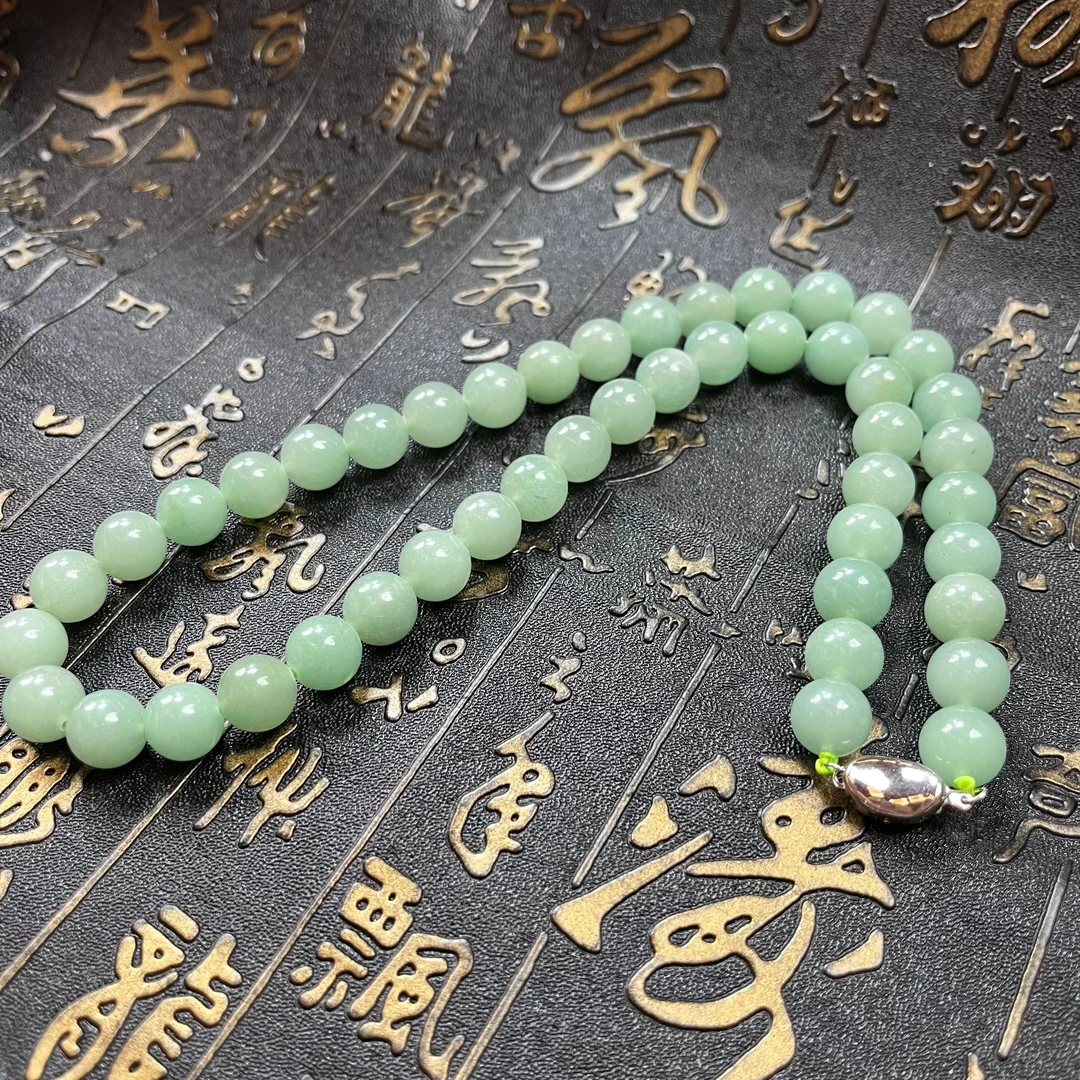冰晴水浅绿色冰透圆珠长款女士颈链卡10（多样性随机发）