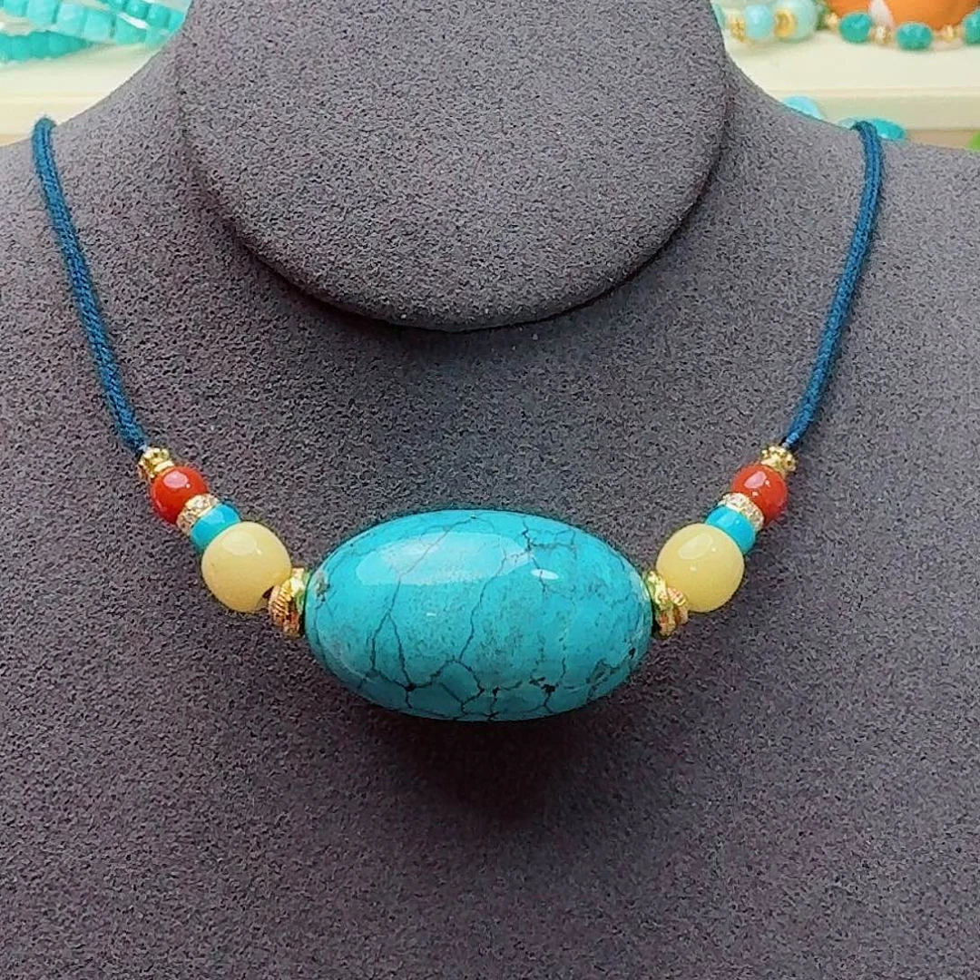 绿松石未镶嵌珠宝奇石精致枣珠锁骨