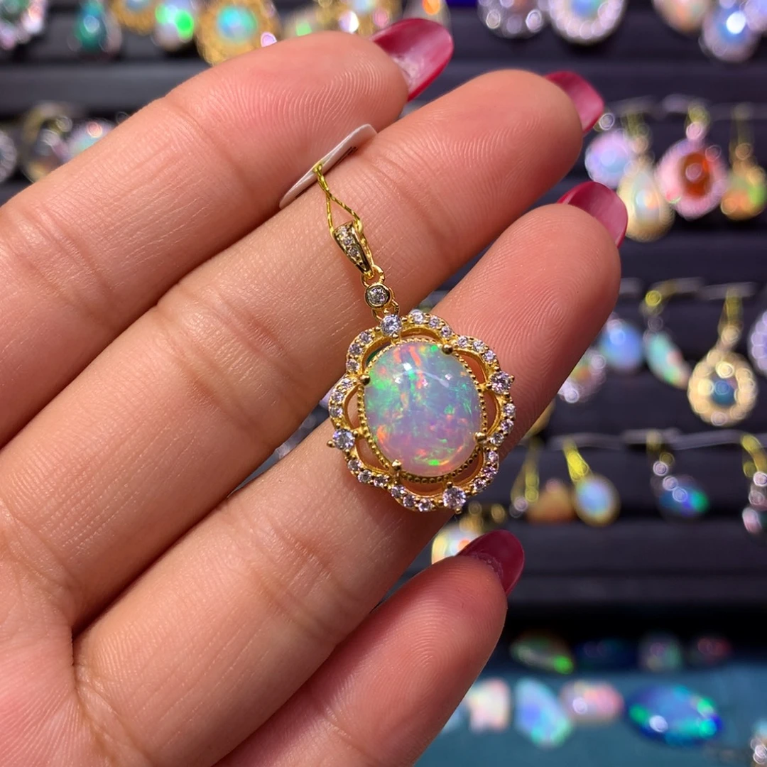 欧泊银S925镶嵌吊坠款