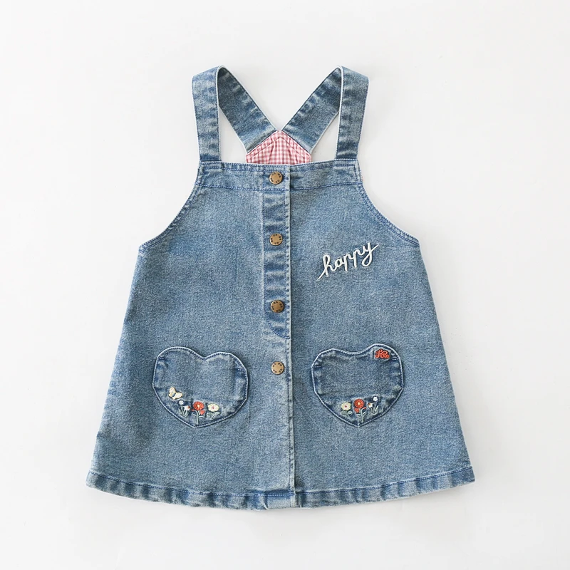 HR/HR儿童女童牛仔背带裙春装新款女童宝宝裙子洋气连衣裙童装