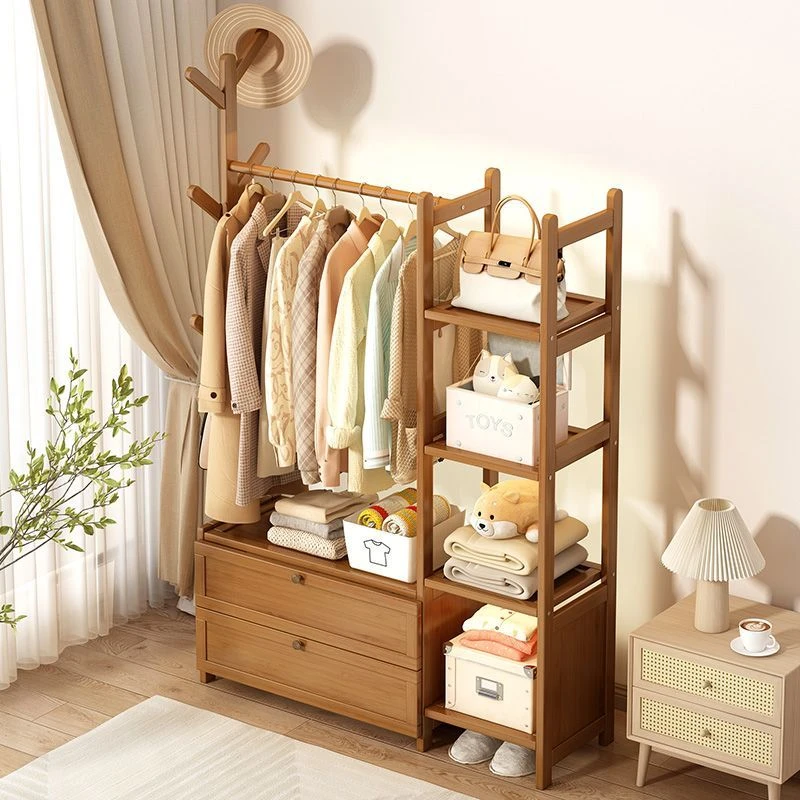 客厅落地立式家用卧室多功能收纳置物架简易进门房间组装挂衣架