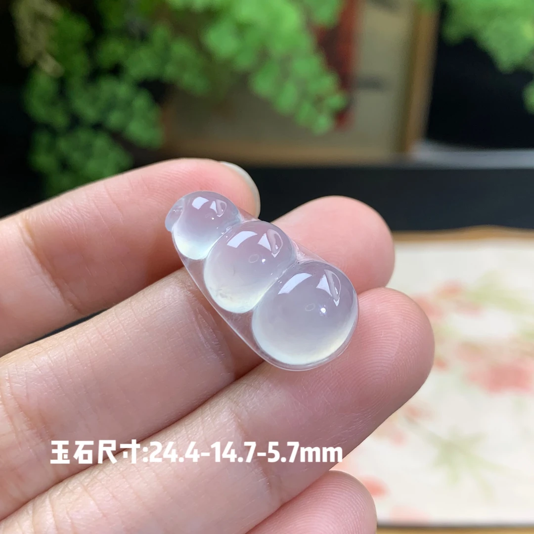 仙子翡翠冰种起光饱满白冰清爽胖福豆吊坠缅甸翡翠A货肥嘟嘟肉乎