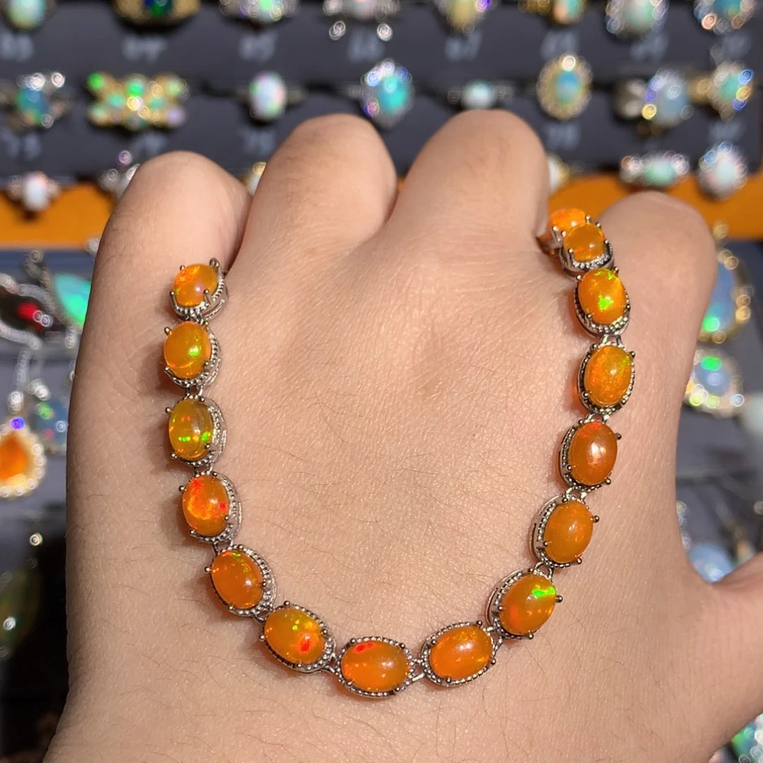 银S925镶嵌欧泊欧泊手链l