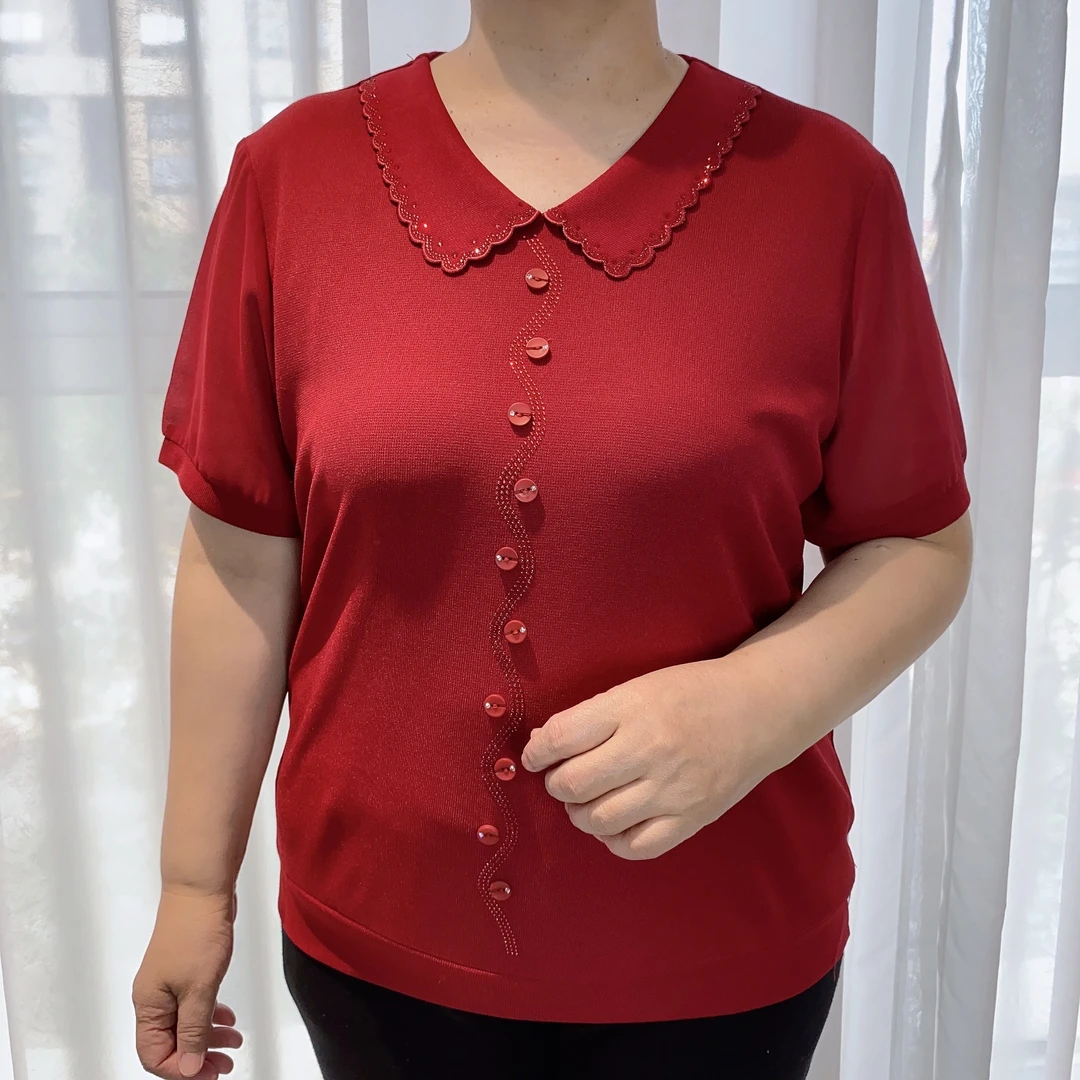 气质时尚中老年妈妈装新中式冰丝针织衫夏季百搭休闲大码显瘦825