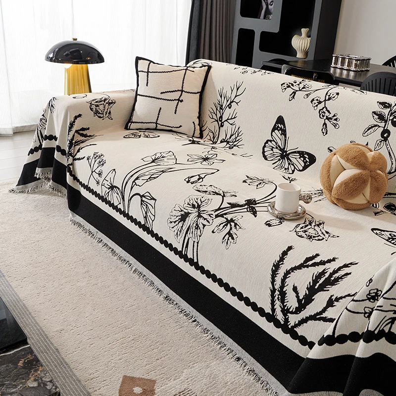 法式轻奢雪尼尔沙发盖布一片式全盖防滑防猫抓四季通用沙发巾全包