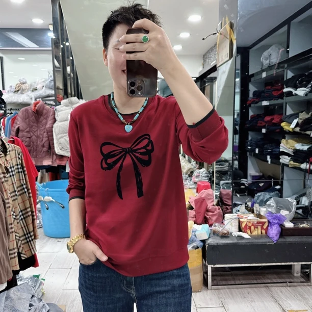 秋冬薄款空气棉百搭2色巨好穿蝴蝶结上衣8807欧美