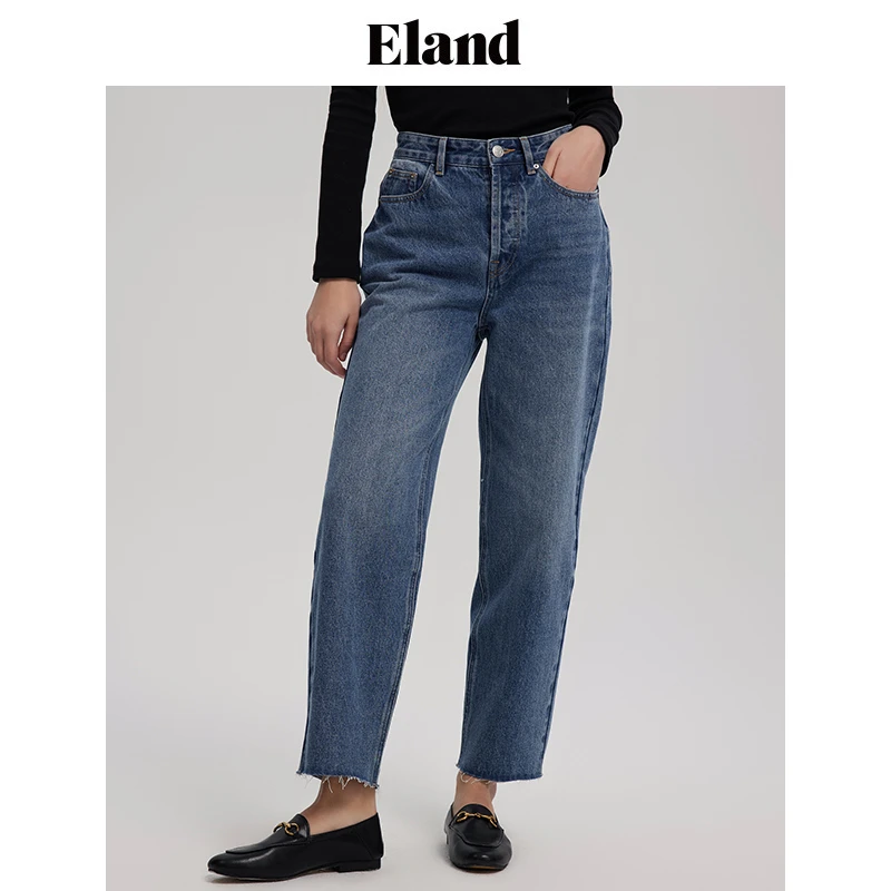 【女装优选WL】E.LAND衣恋女士时尚简约牛仔裤EETJD12E07