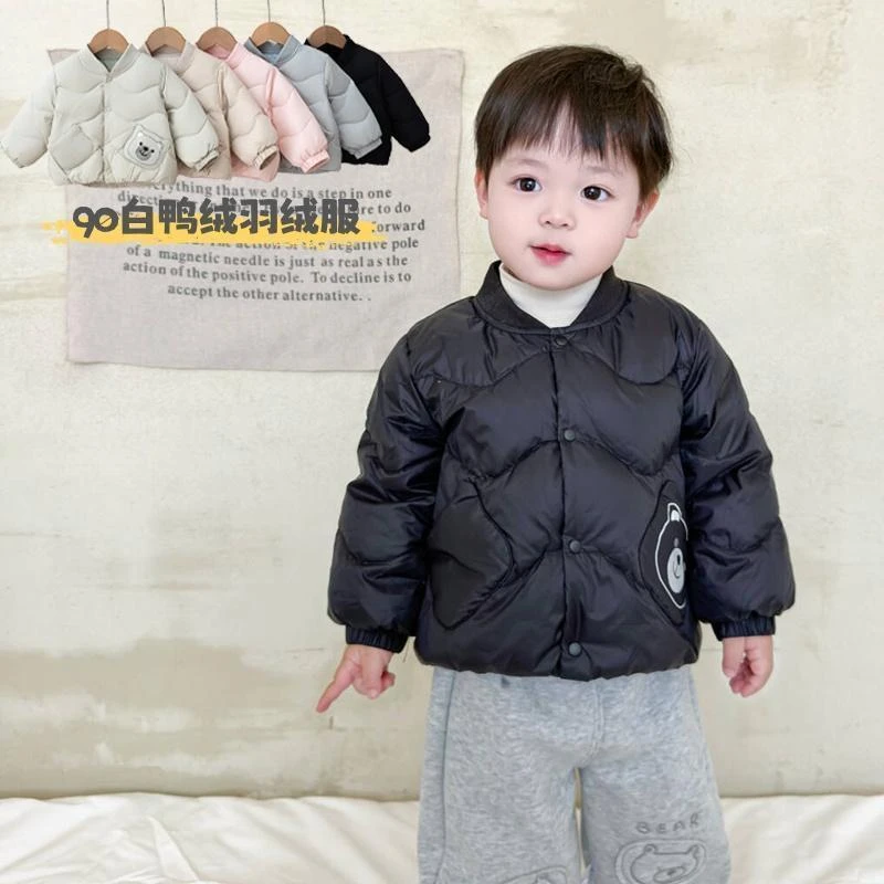 儿童冬季加厚羽绒服男女童洋气可爱棒球服外套宝宝外出保暖衣服冬