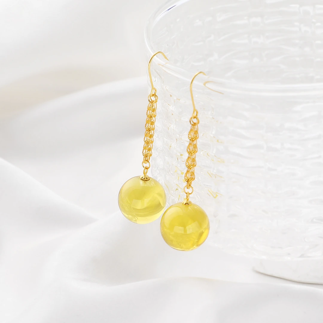 Tender Jinger新款S925银镶嵌天然蓝珀耳环高级感