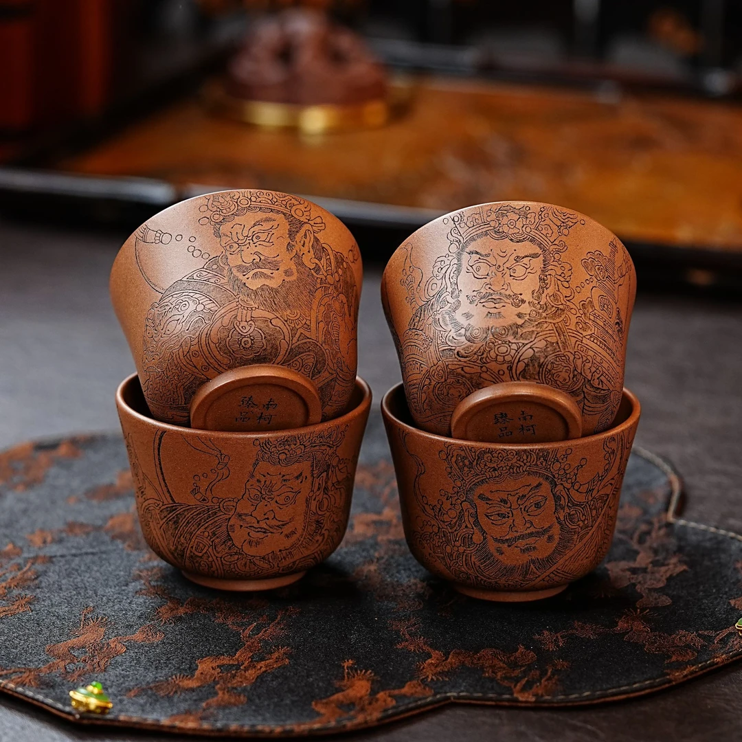 宜兴正宗紫砂老段泥大号四大天王杯家用纯手工高档主人杯茶具茶杯