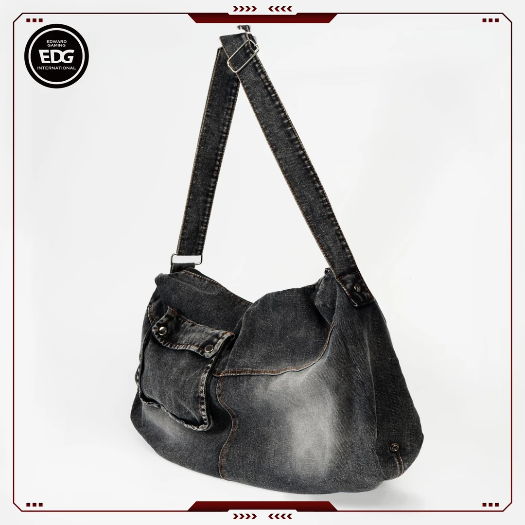EDG原创设计*复古未来感*水洗牛仔可拆卸口袋异形多功能托特包