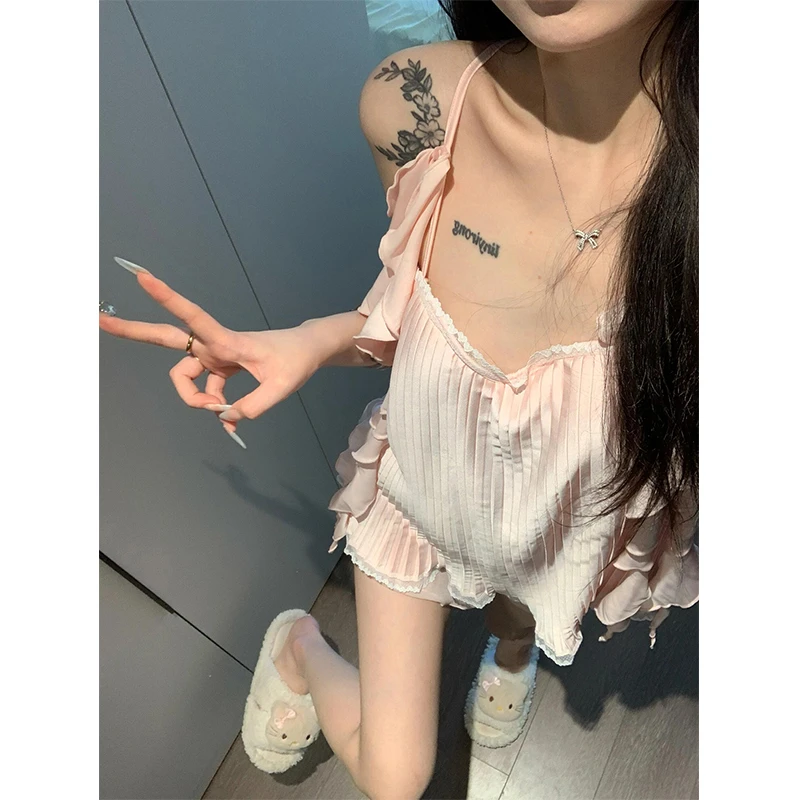 【纯色蕾丝边】法式性感纯欲睡裙女春夏季新款亲肤舒适家居服连衣裙