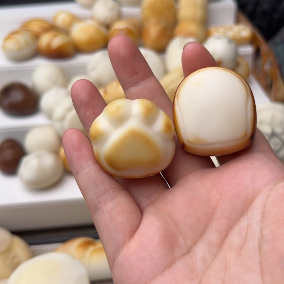 玉***帝把件菩提根/象牙果定制吐司猫爪画金色四角星不退换