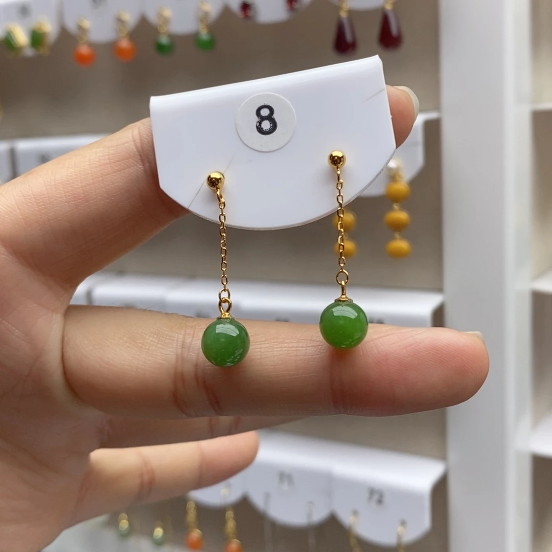 银S925镶嵌和田玉耳饰