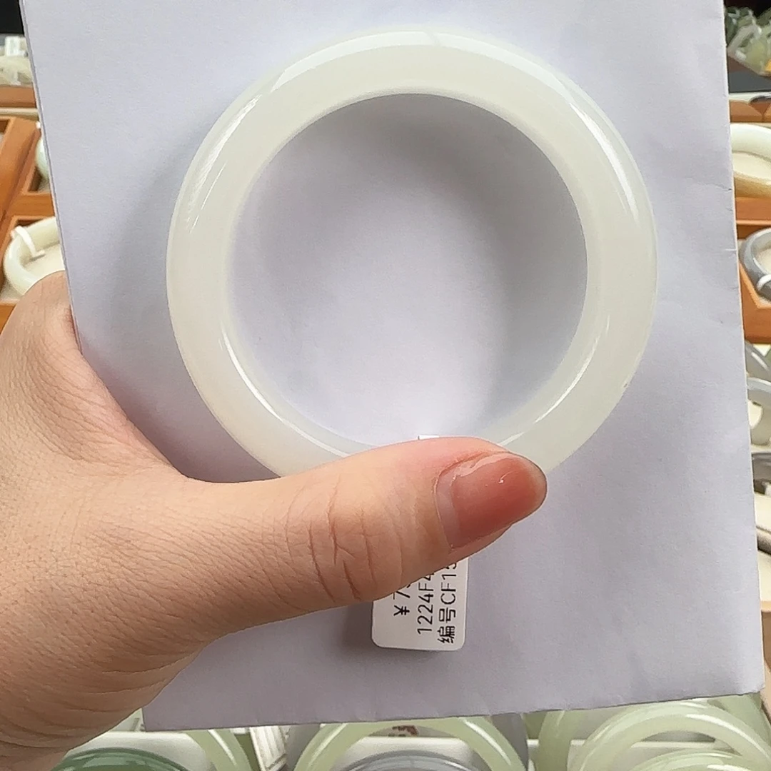 和田玉未镶嵌手镯荔枝白54/55