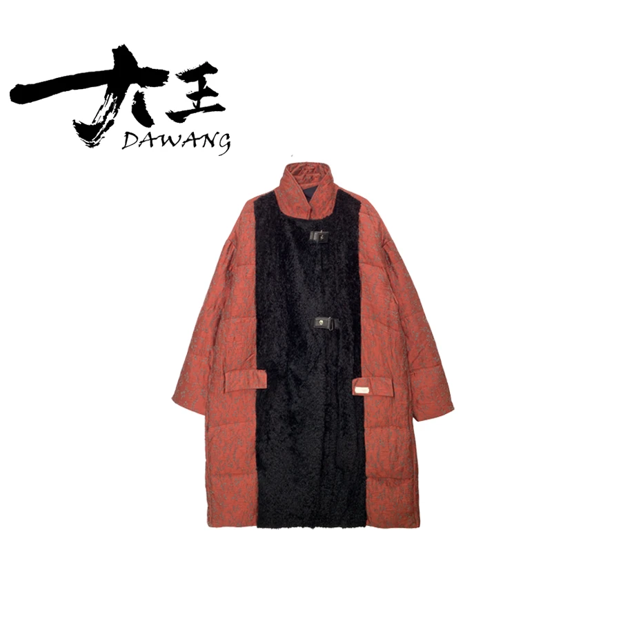 DAWANG | 2025设计师款皮毛一体鹅绒服廓版中长外套802
