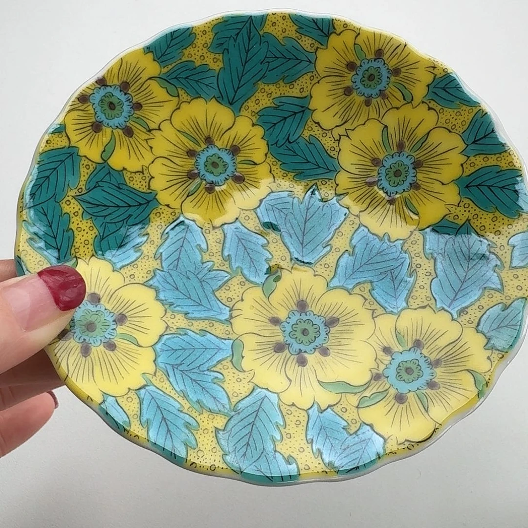 瓷片九谷烧手绘13厘米圆碟