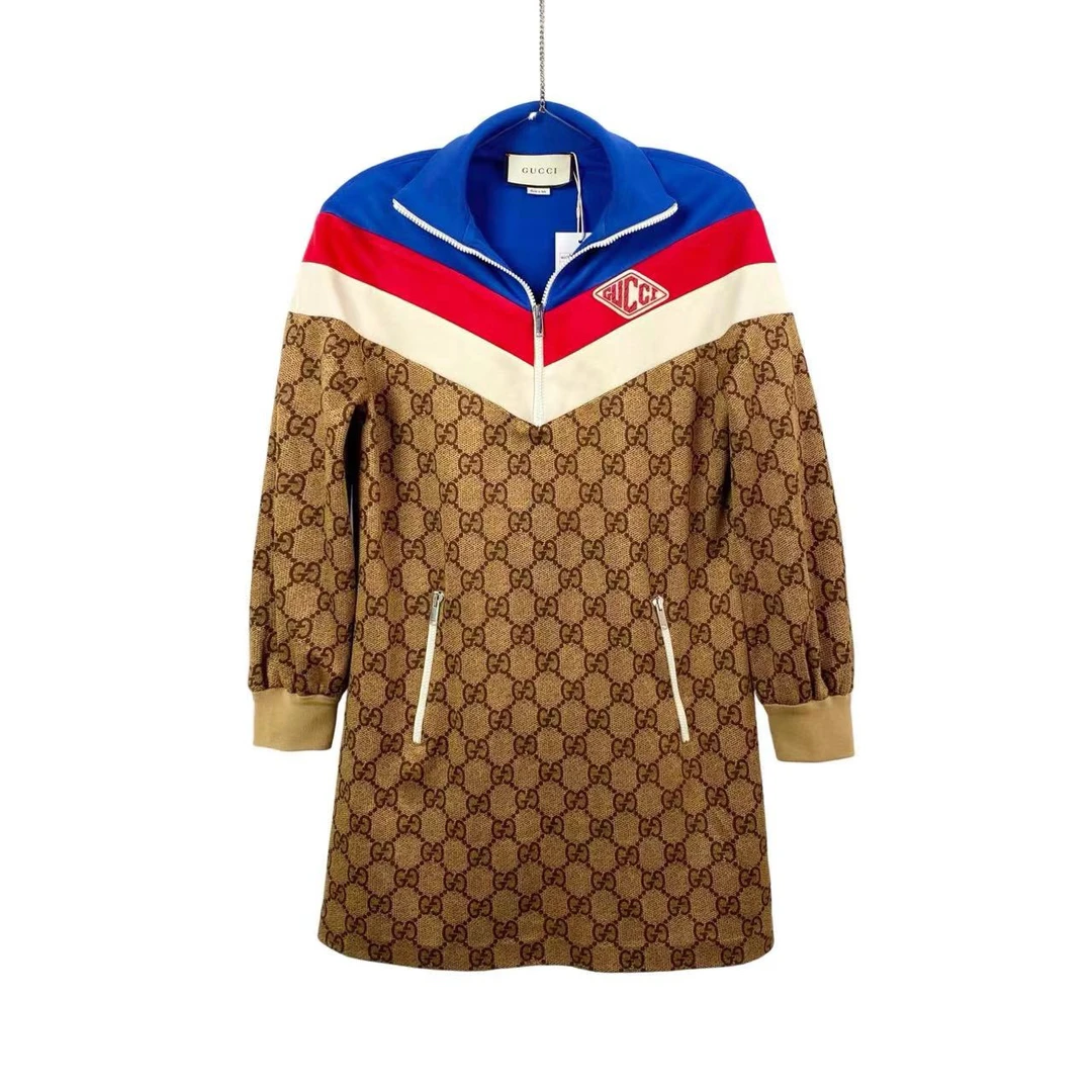 99新 GUCCI/古驰 yy零一九二 满印双g拼接连衣裙 xs码