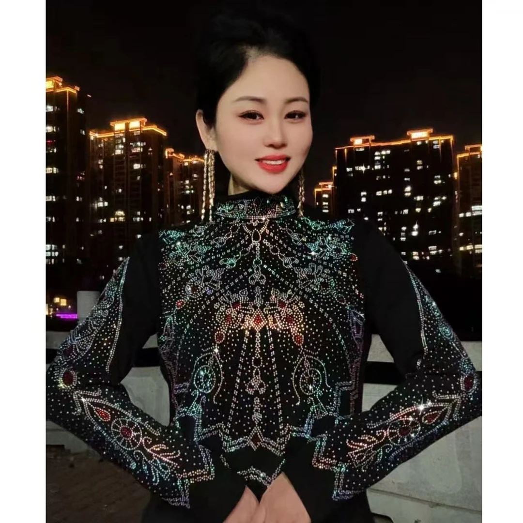 【香香爆款810#加绒】打底衫女内搭秋冬时尚烫钻上衣修身显瘦