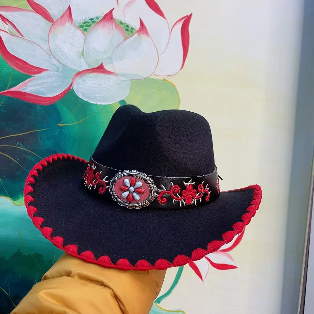 新款时尚高级感度假旅游民族风帽6555