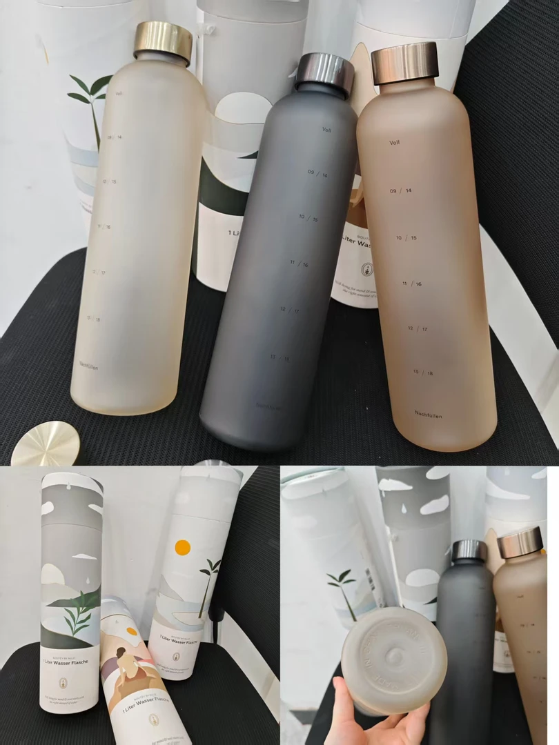 【出口订单】Tritan材质太空杯大容量透明磨砂水壶电镀铜盖