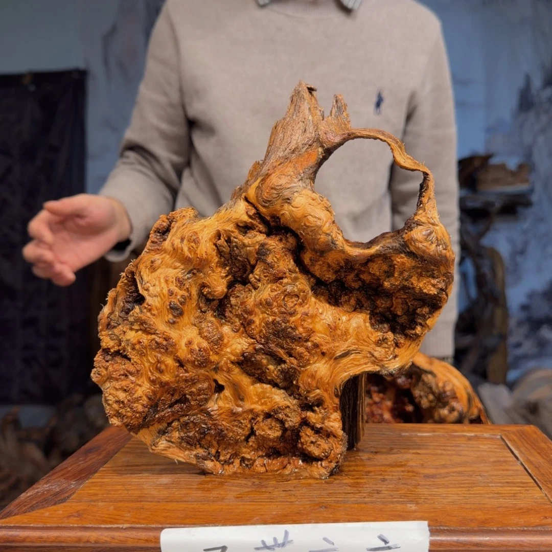 童***粉木三丰琥珀木 天然摆件4