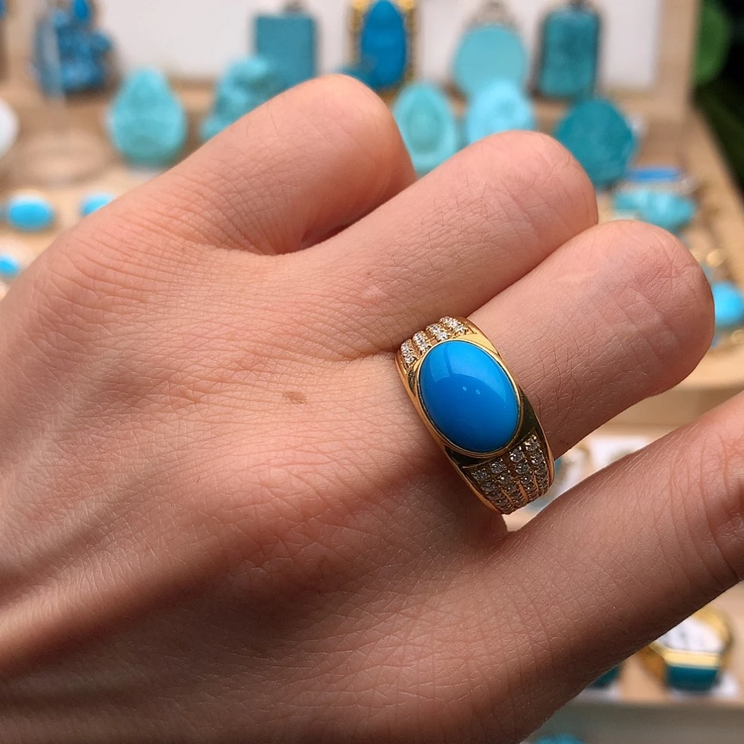 绿松石18K金镶嵌珠宝奇石