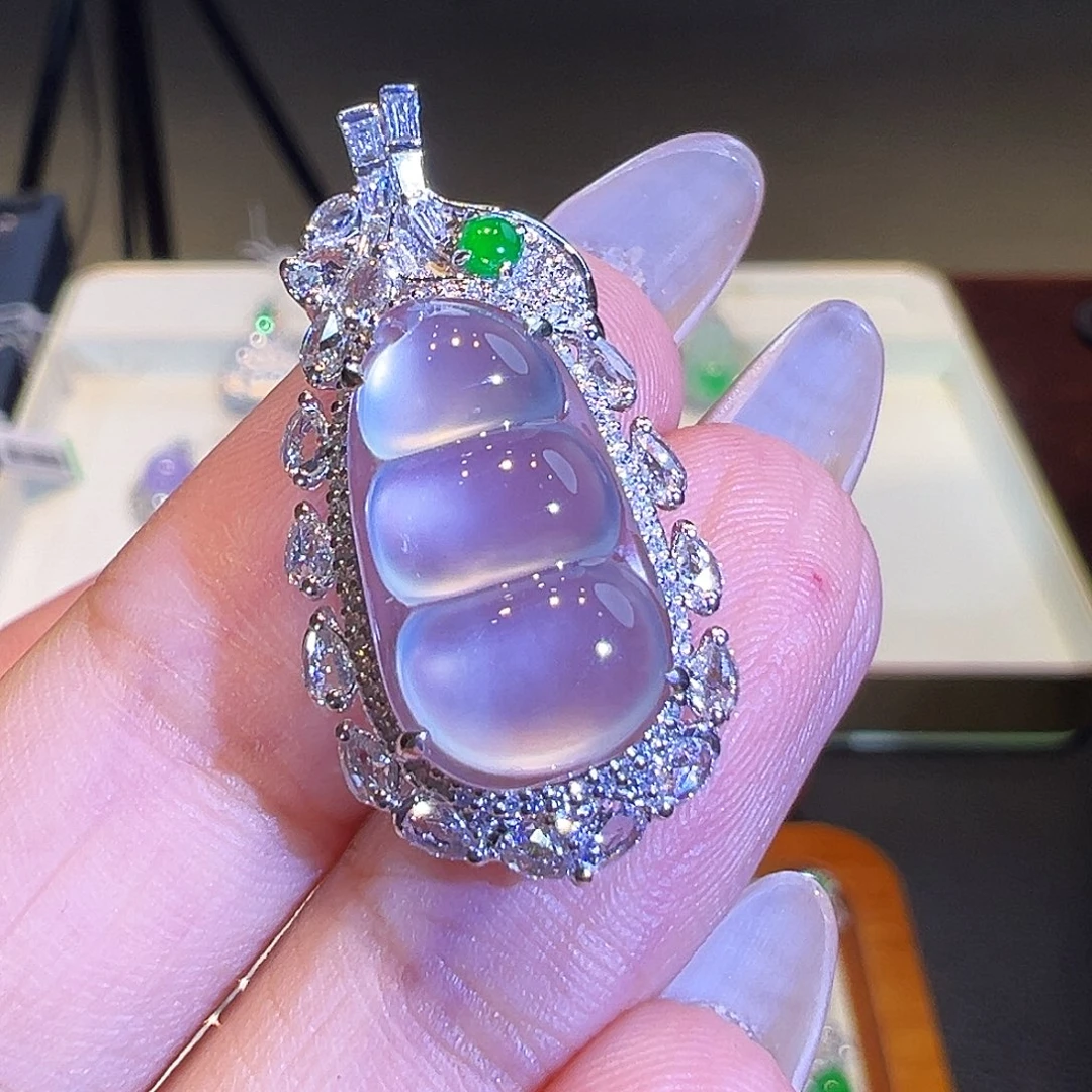 翡翠18K金镶嵌吊坠(不含链)翡翠