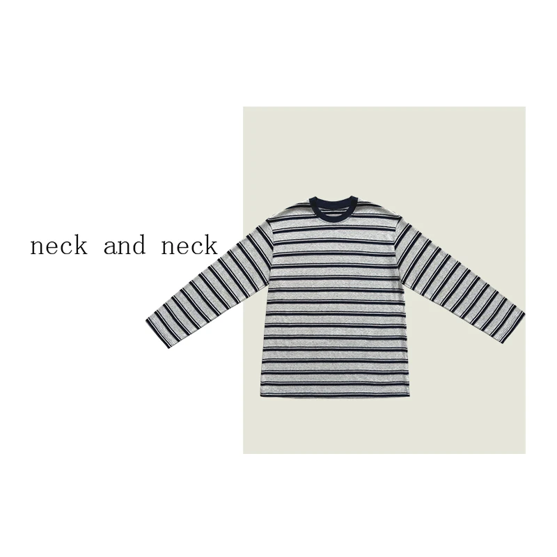 【 neck and neck 】“ 条纹回归 ” 肌理感彩点撞色条纹长袖T恤上衣