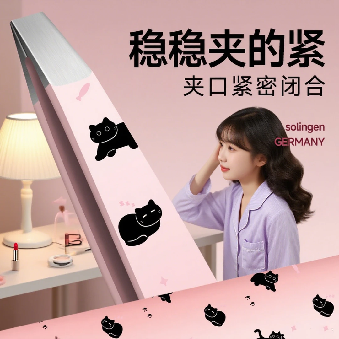 德国眉夹镊子拔毛钳眉毛夹高精密眉钳不锈钢夹子拔白头发胡子神器