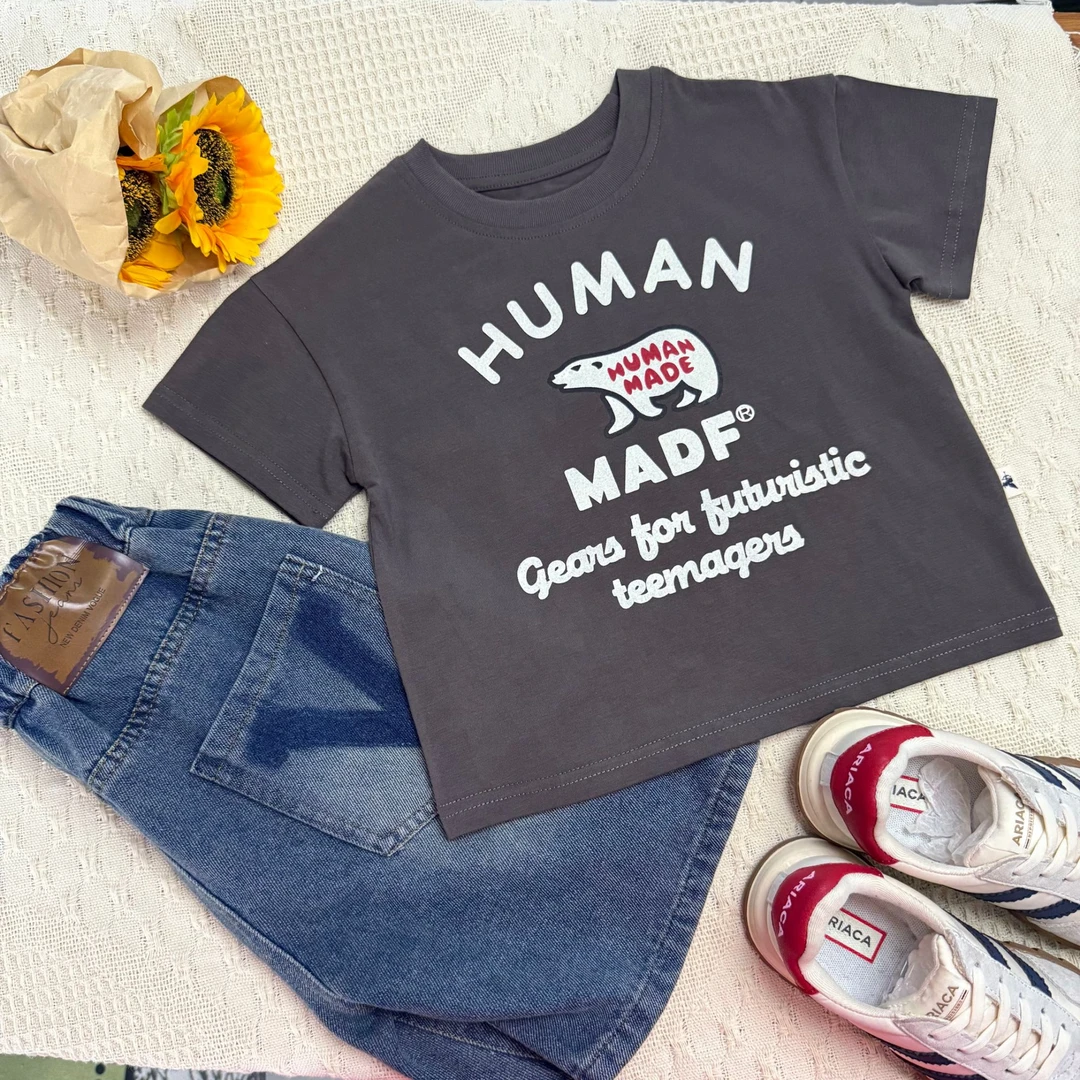 【北极熊印花潮牌短袖】儿童夏季男女童韩版T恤短袖上衣休闲针织