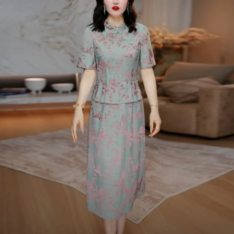 高贵气质短袖连衣裙女装夏季爆款2025新款高级感洋气收腰显瘦裙子