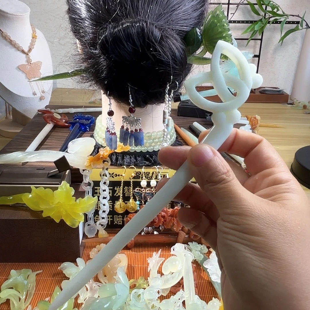 蛇纹石玉合金发饰