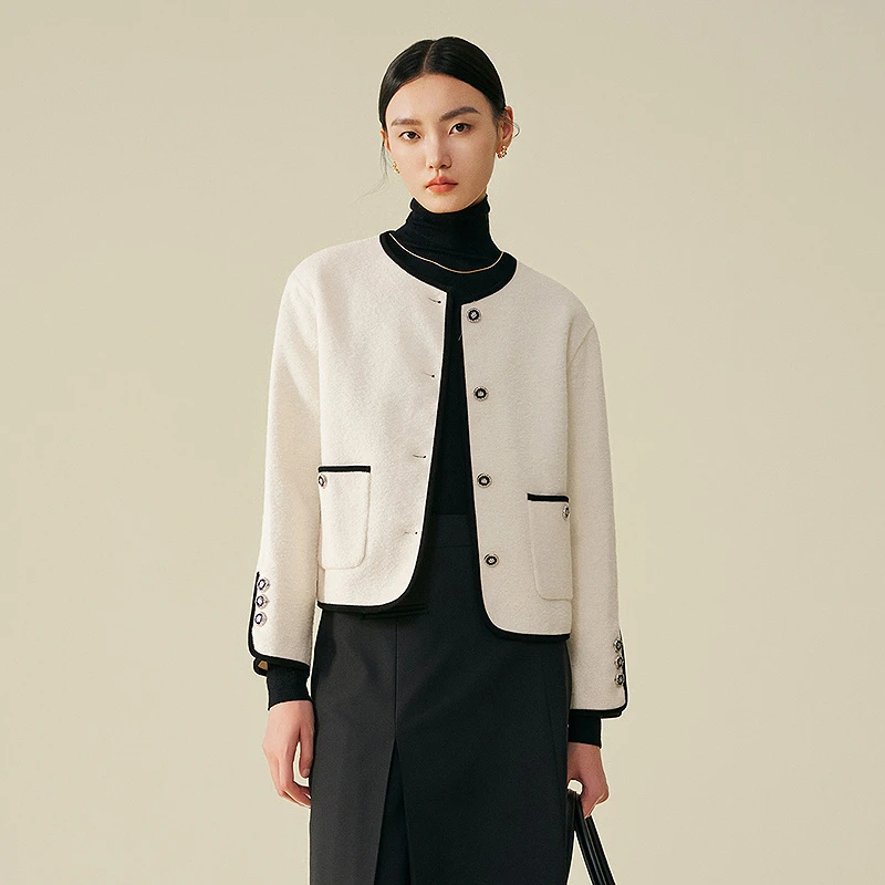 【粉丝专享】MOFAN摩凡冬新款米白毛呢外套MBS383124