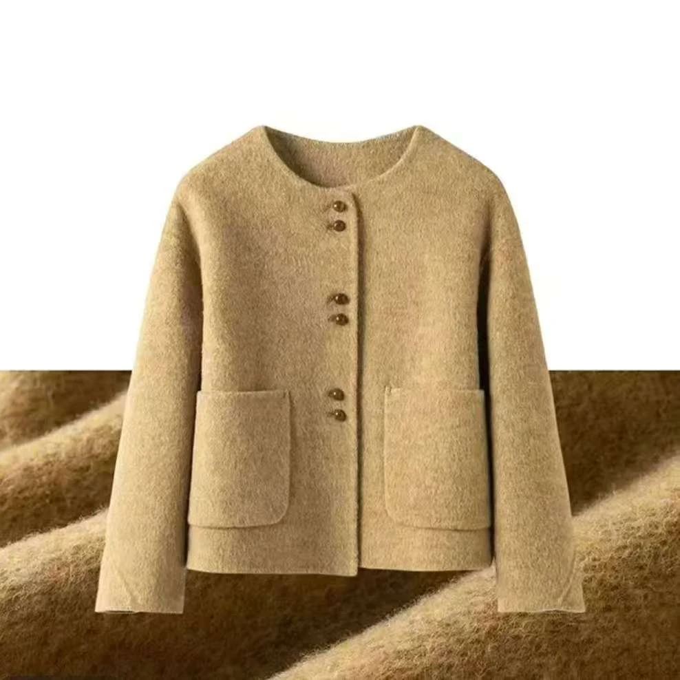 新款毛呢外套韩版小香风双面羊毛大衣女短款大衣女秋冬高级感时尚