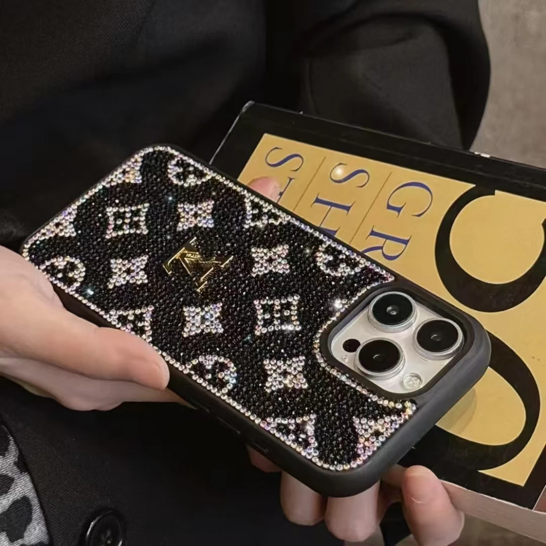驴家老花新款满钻适用苹果16ProMax手机壳iPhone14/15Pro女13防摔