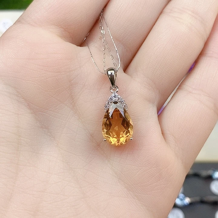 银S925镶嵌吊坠(赠链)黄晶