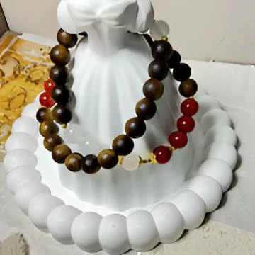 沉香沉香QIC0018-沉香玛瑙8mm朱白双圈手串