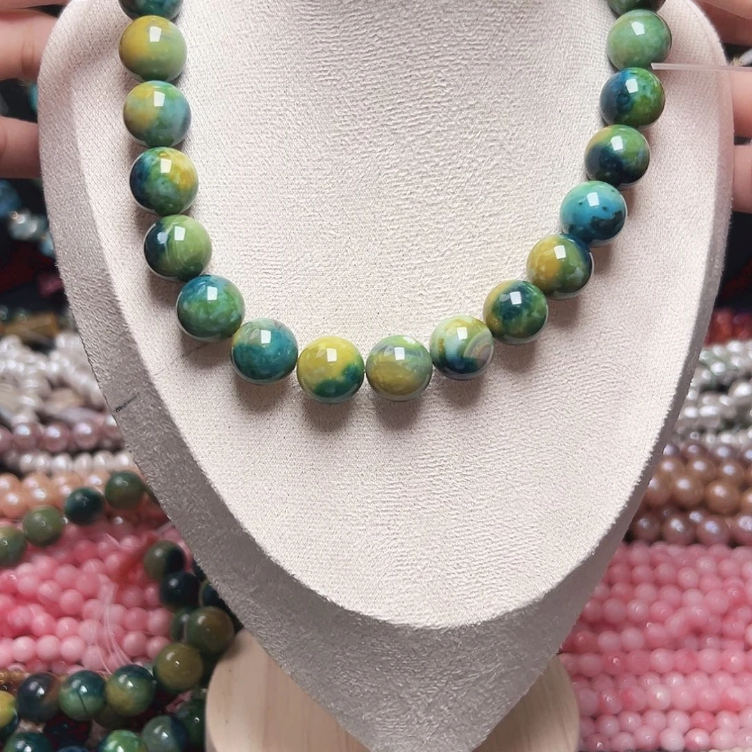 玛瑙/玉髓未镶嵌珠宝半成品k519 14m 地球玛瑙一条