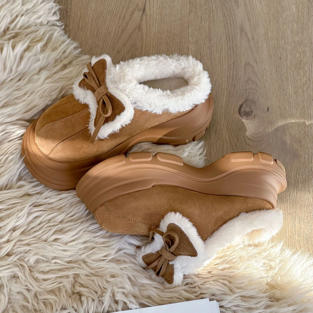 明星同款勃肯雪地靴女2025新款丑萌大头外穿加绒雪地靴