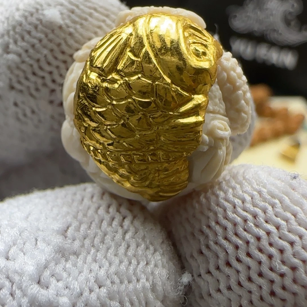 吊坠猴头核桃金蟾背鲤鱼镶嵌24k