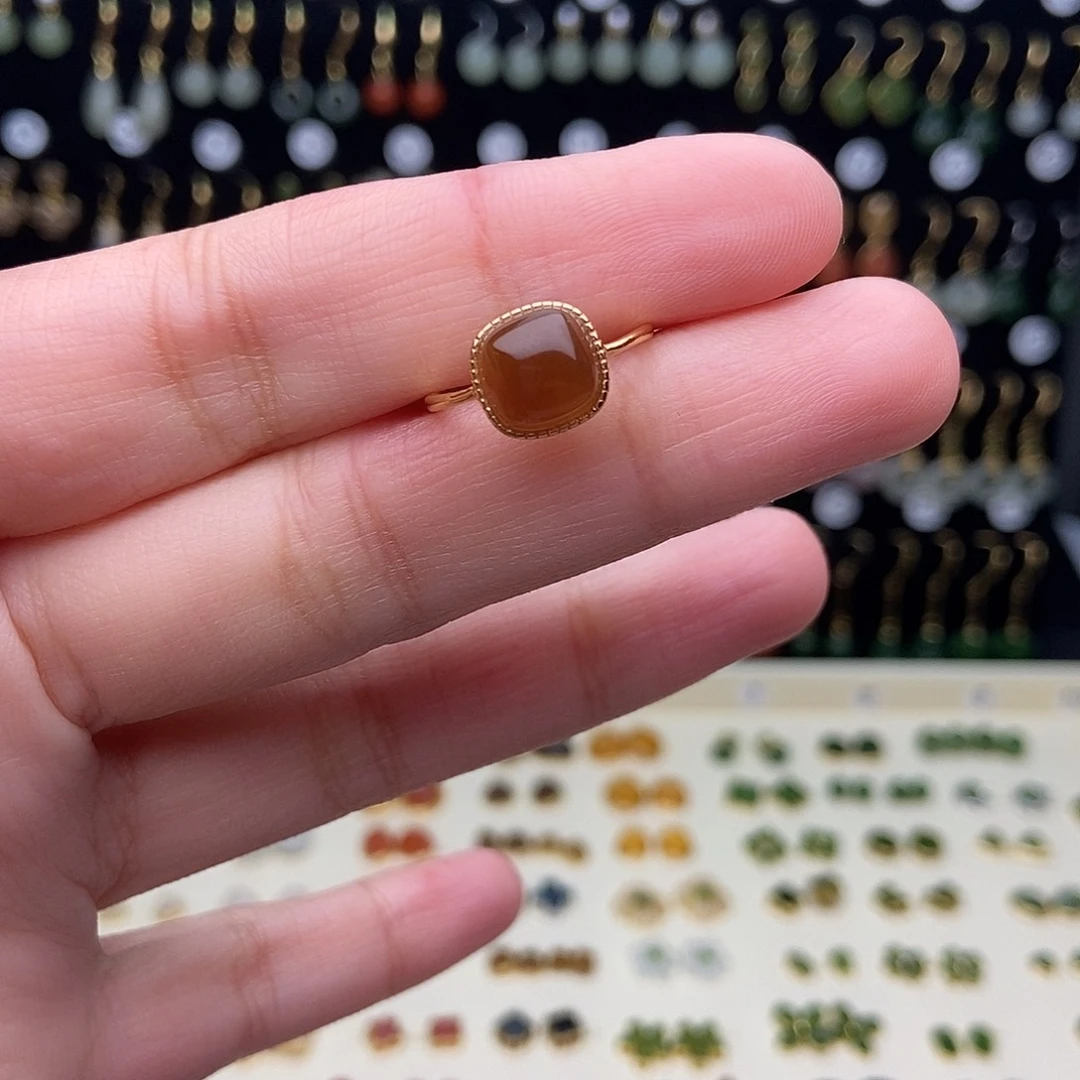 和田玉银S925镀金镶嵌耳饰