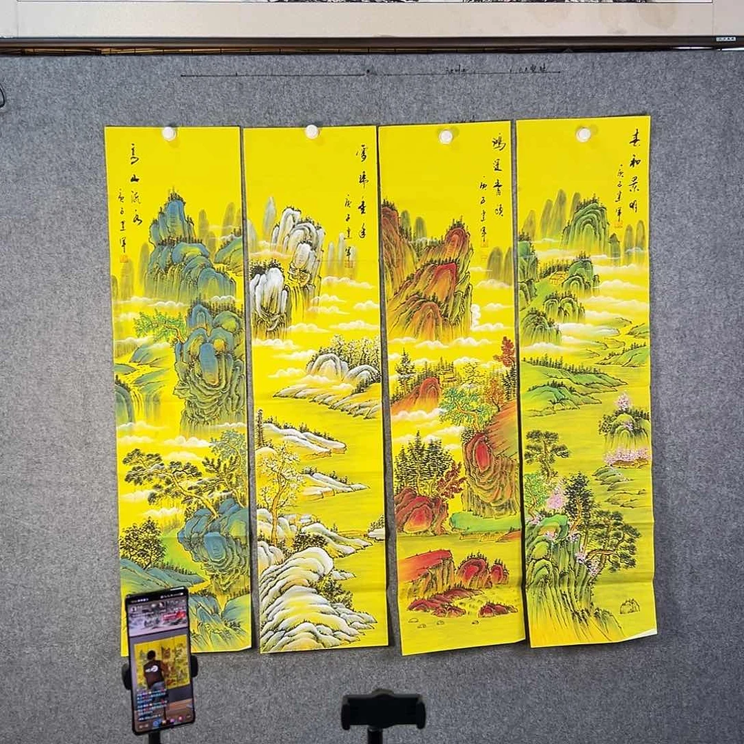 国画588 花鸟在树丛的顶端鸣叫叫声