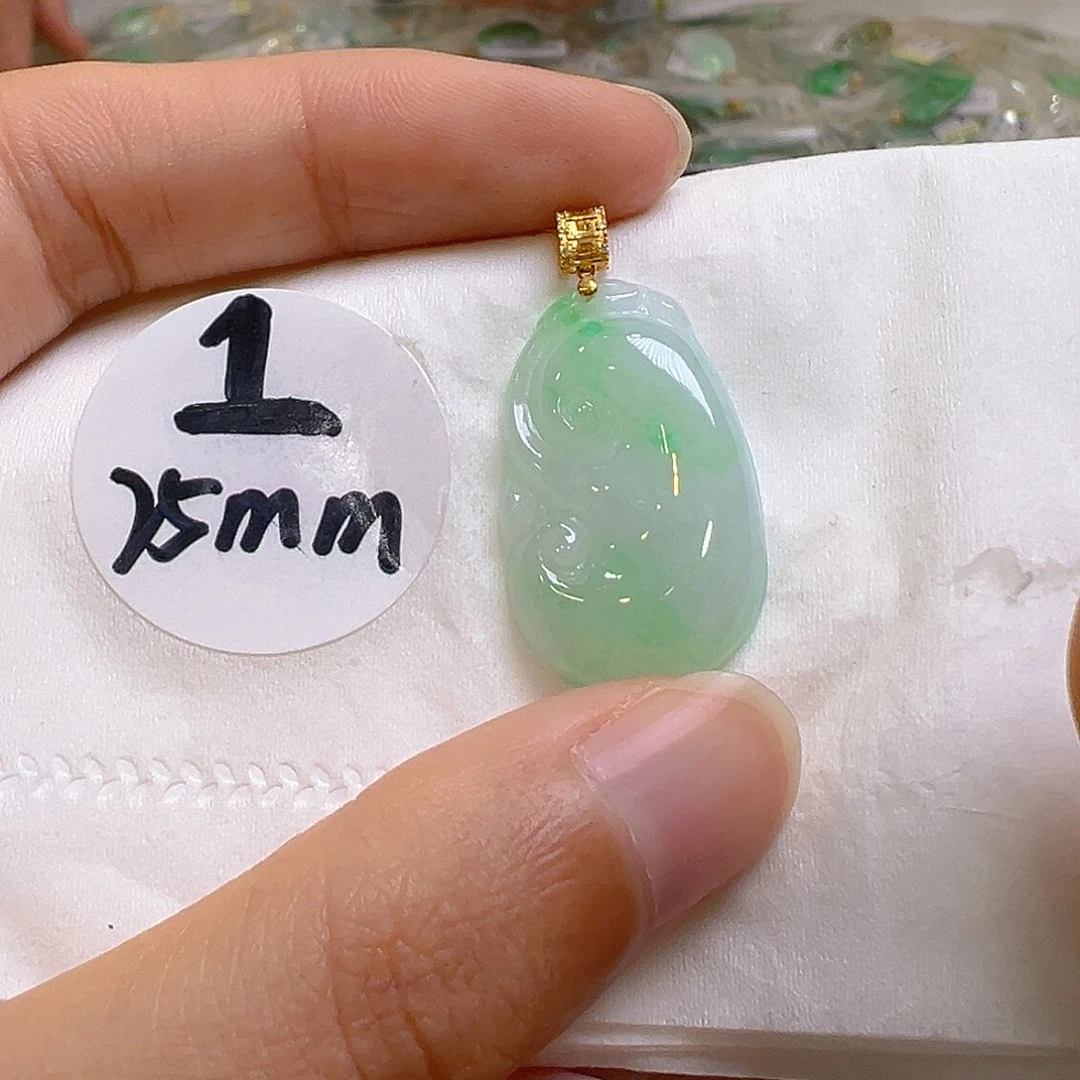 翡翠18K金镶嵌吊坠(不含链)翡翠