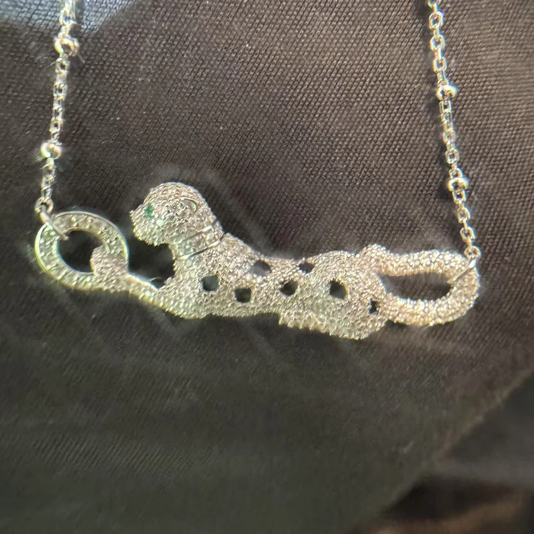 19-XL满钻豹子 925银镀18K 发箍镶嵌带钻