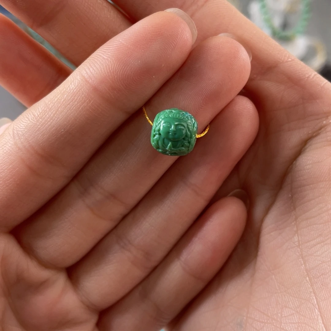 绿松石未镶嵌珠宝半成品绿松石观音9.4+