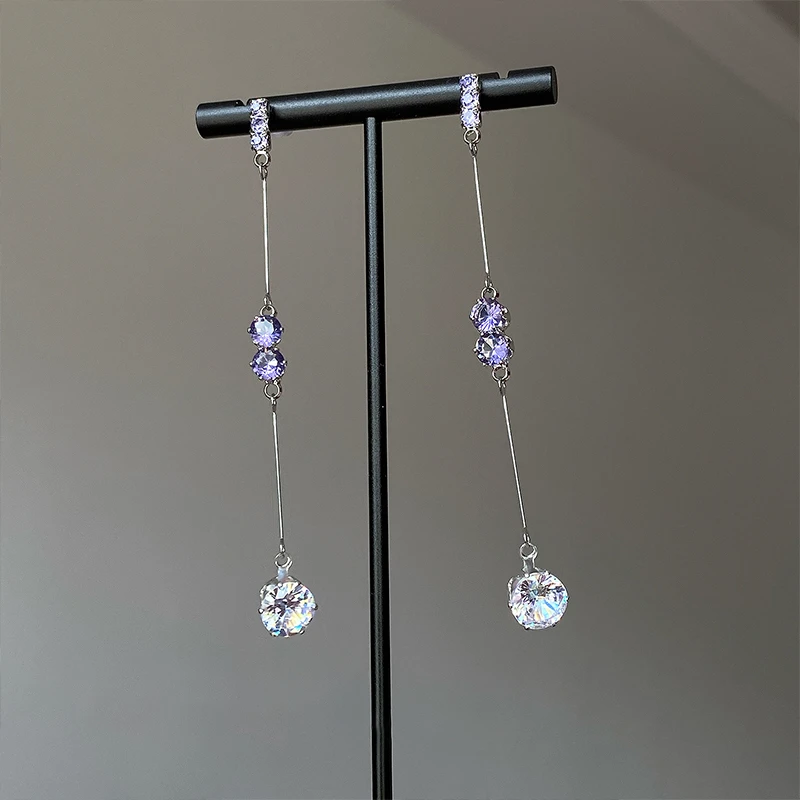 巨好看紫色长款流苏耳环森系2025新款高级感独特漂亮秋冬百搭耳钉